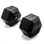 CAP Barbell 85 LB Rubber Coated Hex Dumbbell Hand Weight - Single | Chrome Handle