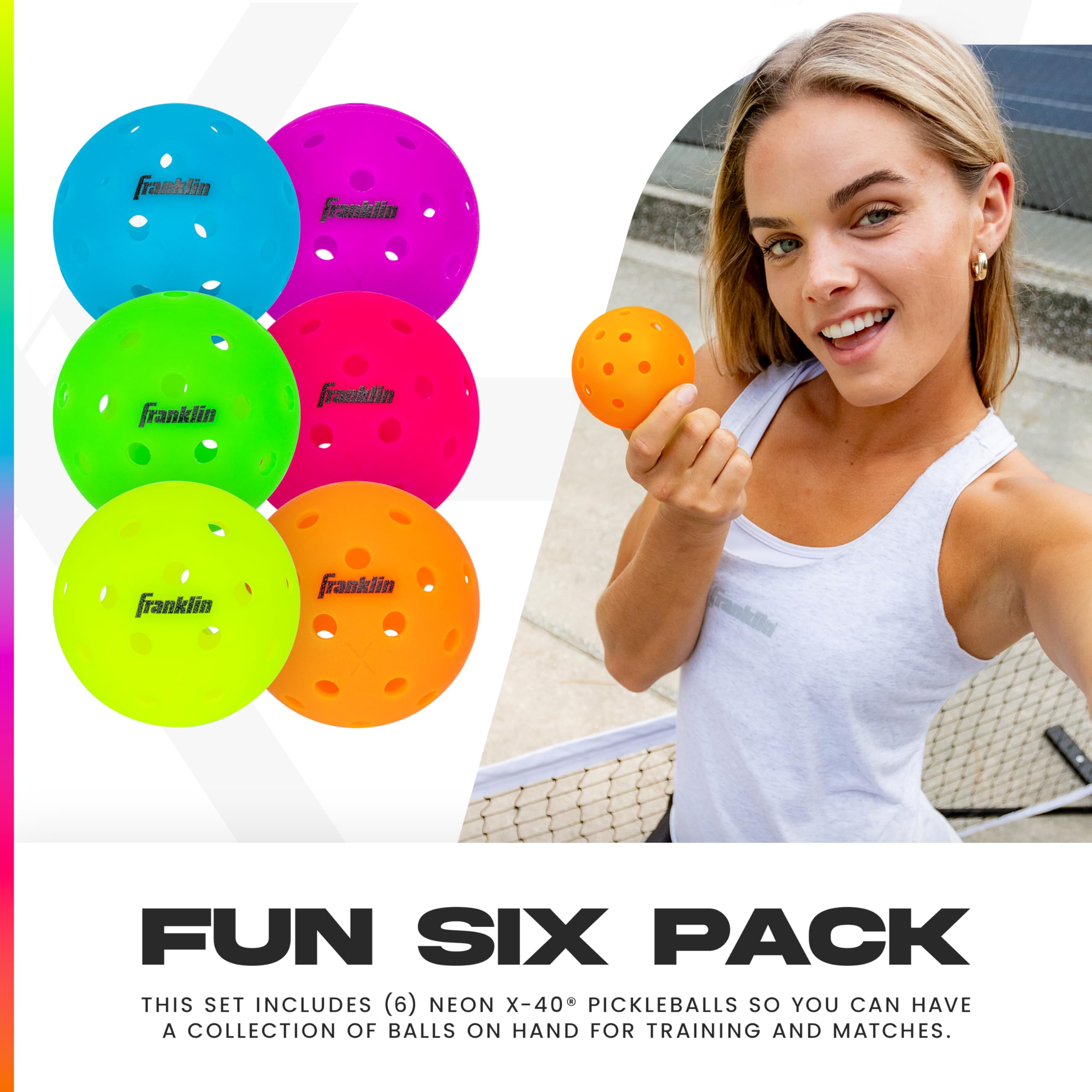 Franklin Sports Neon X-40 Outdoor Pickleballs - Usa Pickleball (Usapa) Official Pickleball Balls - Regulation Size Outdoor Court