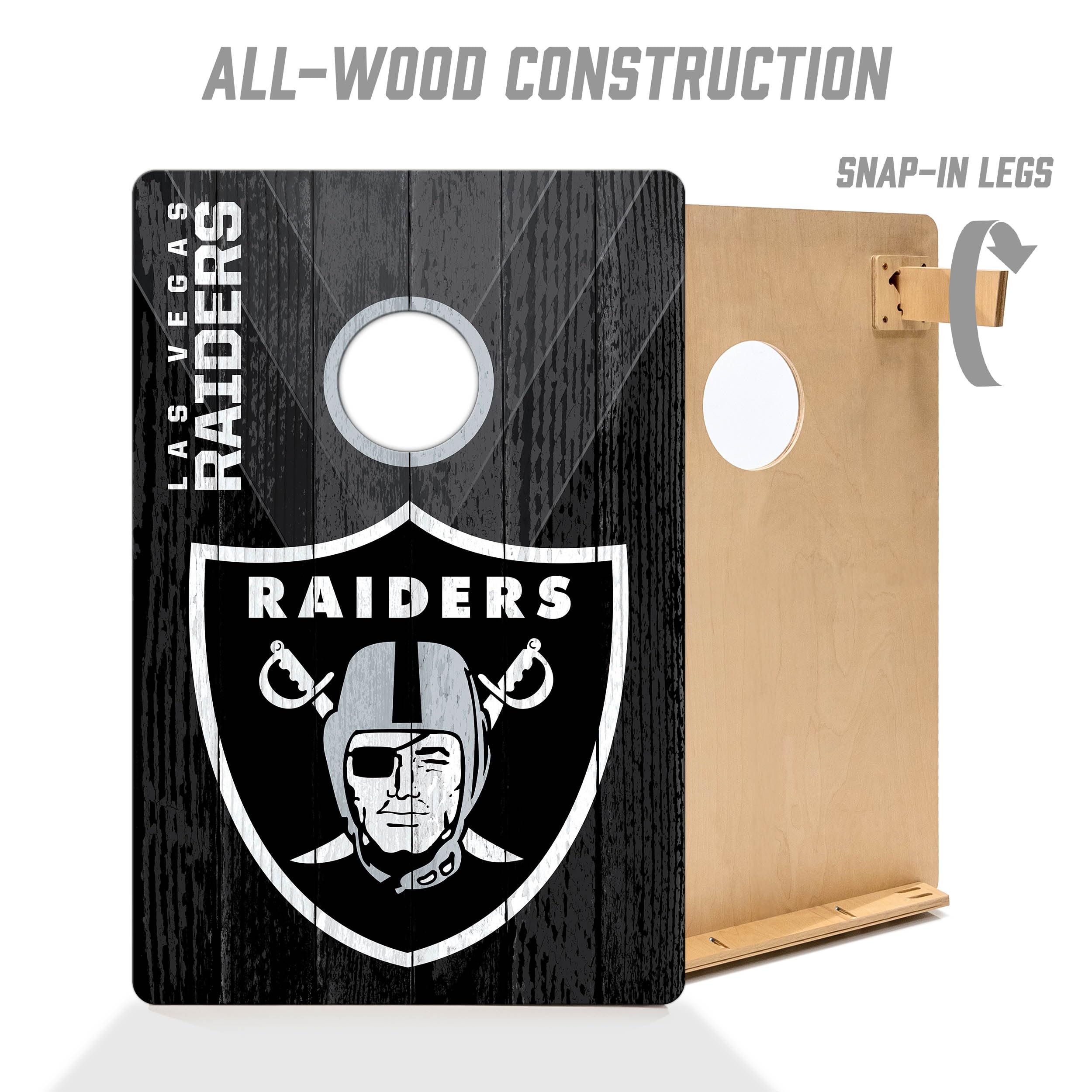 YouTheFan NFL Las Vegas Raiders 2 x 3 Wood Cornhole Game with Logo Bags
