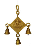 KALARAMBH Brass Laxmi Wall Hanging Bell for Home Office Mandir Decor Gift Items Collectible Handicraft Art, Yellow, 5.5 x 1 x 8.