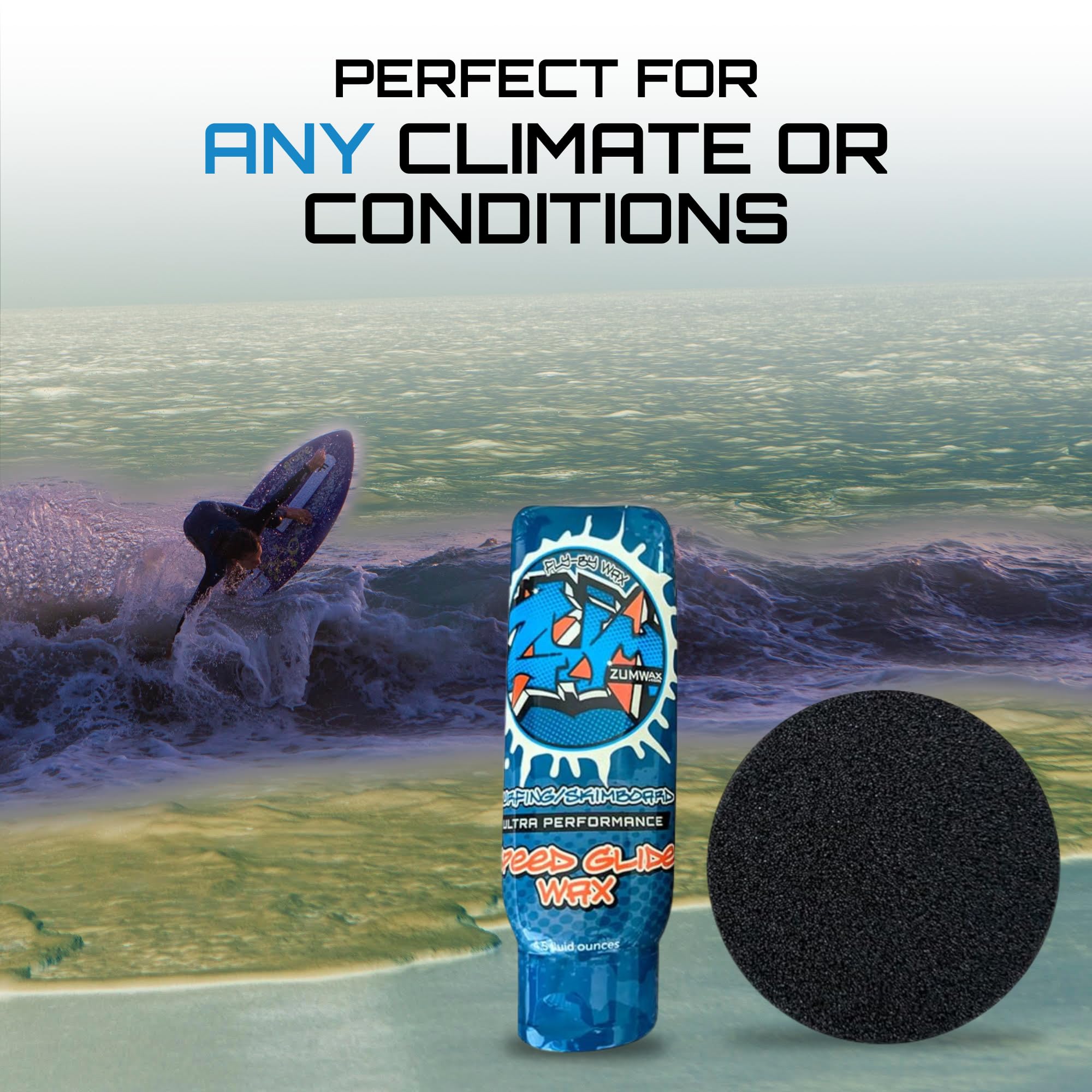 Zumwax Surfing And Skimboard Ultra Performance Speed Wax - Nano Technology High Fluoro Rub On Paste - All Temperature!!! The Fas
