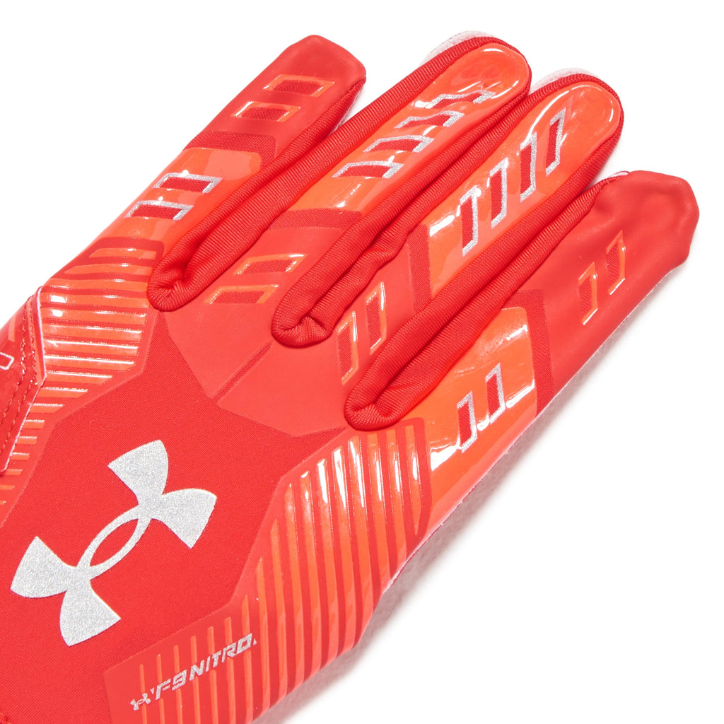 Under Armour Men'S F9 Nitro Football Gloves, (600) Red/Beta/Metallic Silver, Small