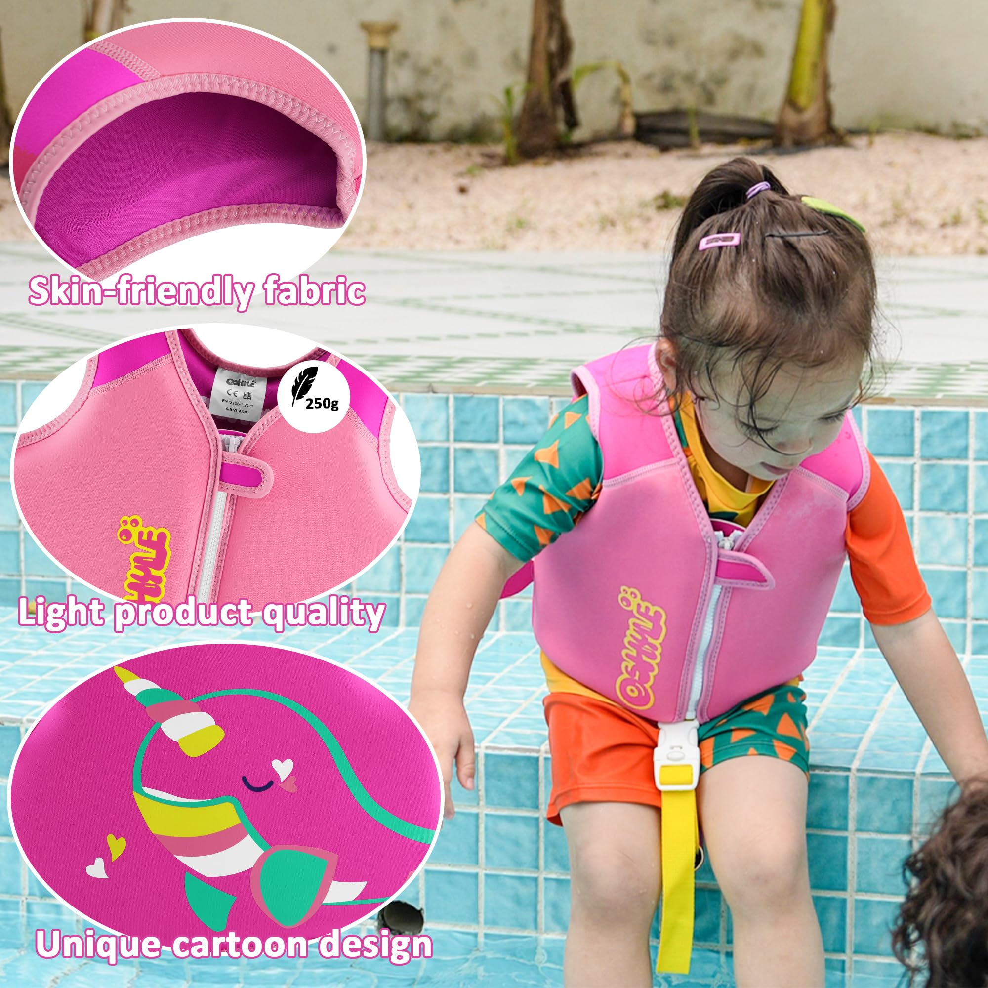 Oshyle Children'S Girls Boys Swimming Vest For Toddlers With Adjustable Safety Straps Age 1-9 (Whales, M(3-6))