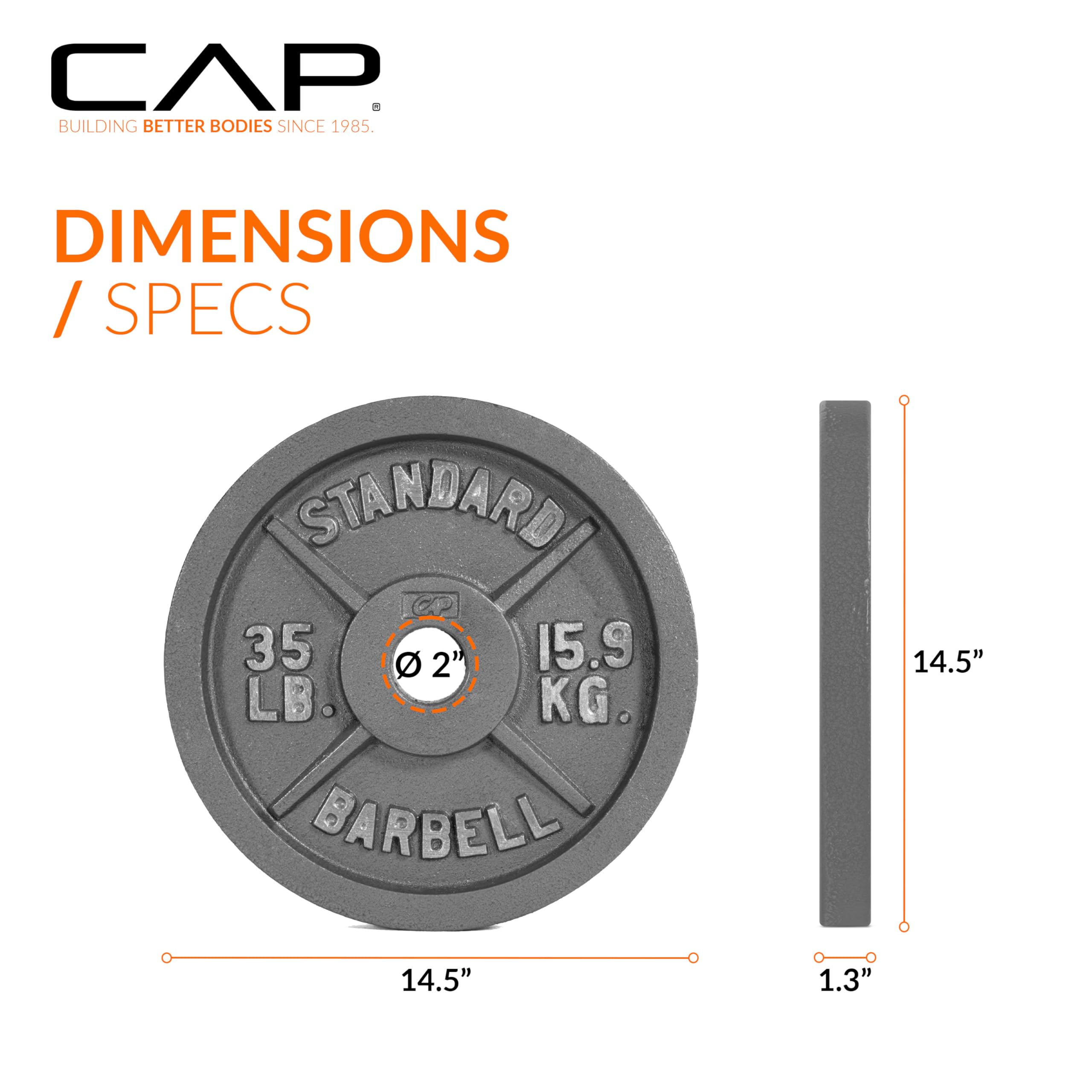 CAP Barbell Olympic 2-Inch Weight Plate, Gray, 35 LBS