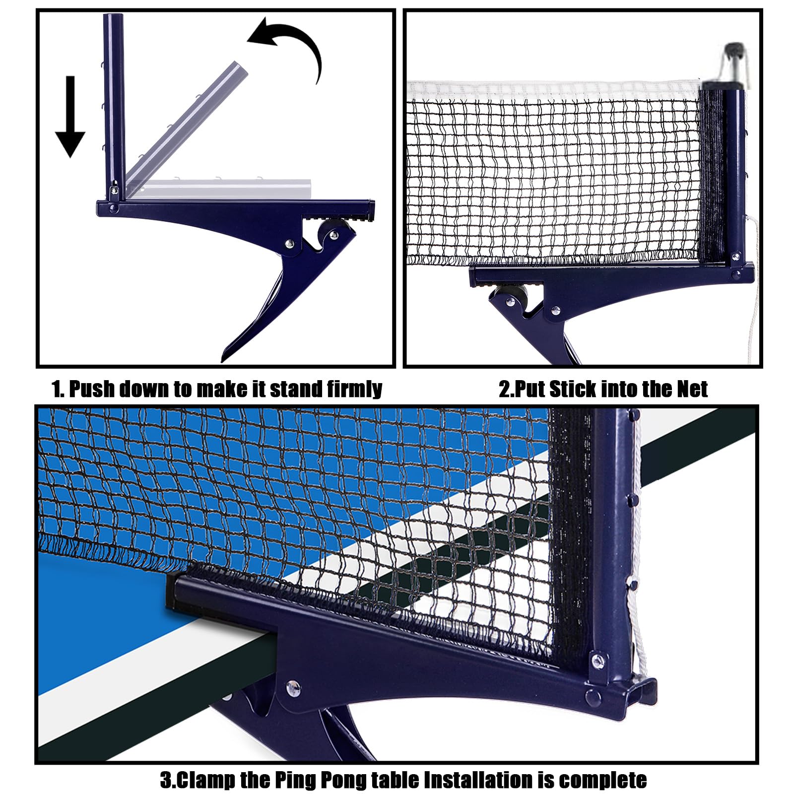 Hbaushun Collapsible Table Tennis Net,Training Competition Professional Ping Pong Net Portable Posts With Adjustable Strength Cl
