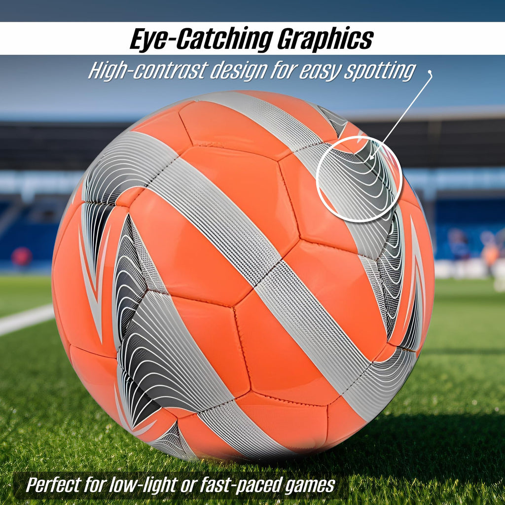 Vizari Soccer Ball For Kids & Youth - Durable Synthetic Leather & Thread-Wound Rubber Bladder - Vibrant Eye-Catching Design Perf
