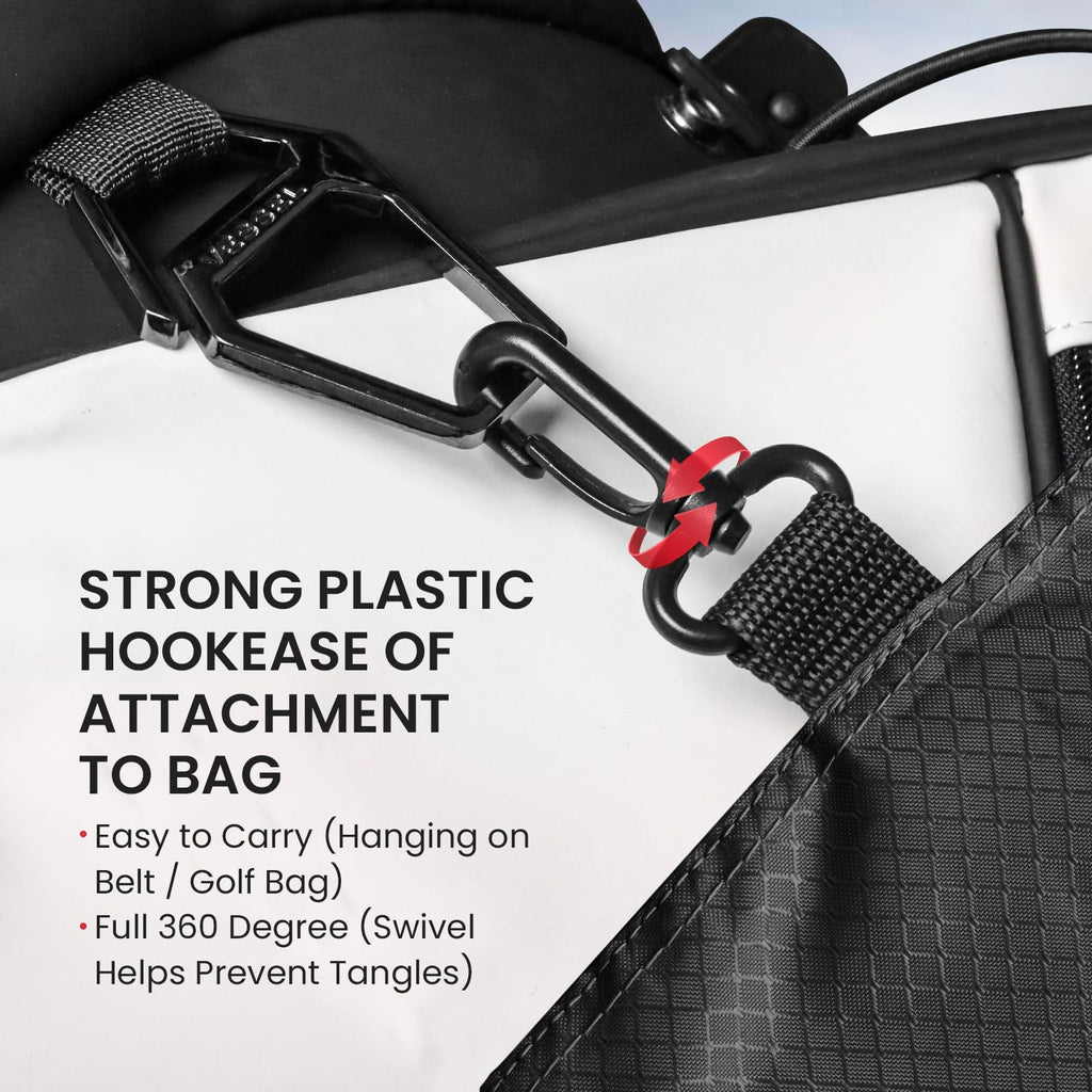 Finger Ten Golf Pouch Bag For Valuables Tee Color With 4 Golf Pencil Pack, Zippered Pocket Gear Clip Hook To Bag (Black Pouch Ba