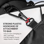 Finger Ten Golf Pouch Bag For Valuables Tee Color With 4 Golf Pencil Pack, Zippered Pocket Gear Clip Hook To Bag (Black Pouch Ba