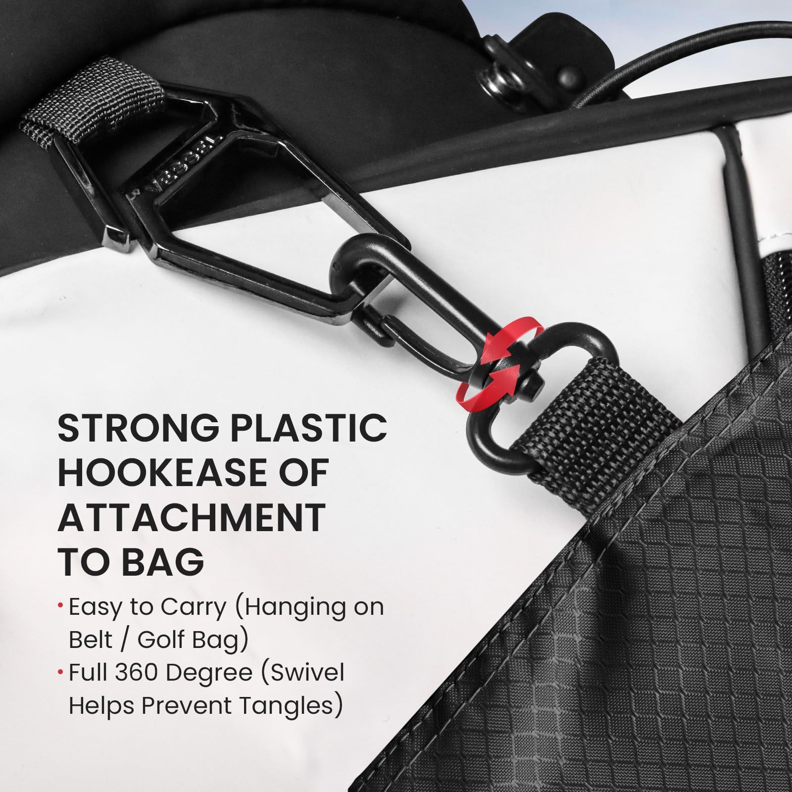 Finger Ten Golf Pouch Bag For Valuables Tee Color With 4 Golf Pencil Pack, Zippered Pocket Gear Clip Hook To Bag (Black Pouch Ba