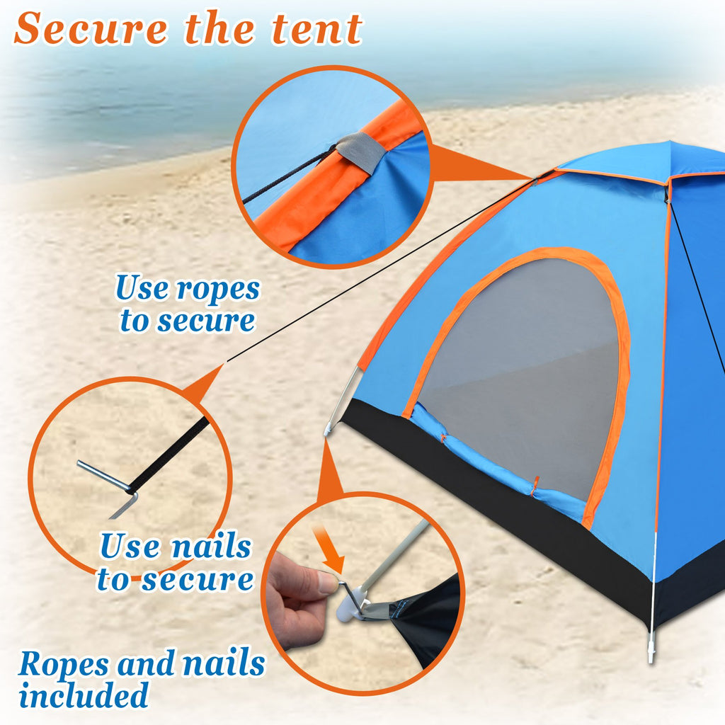 Strong Camel Pop Up Camping Tent Portable 3-4 Person For Backpacking Traveling With Carry Bag
