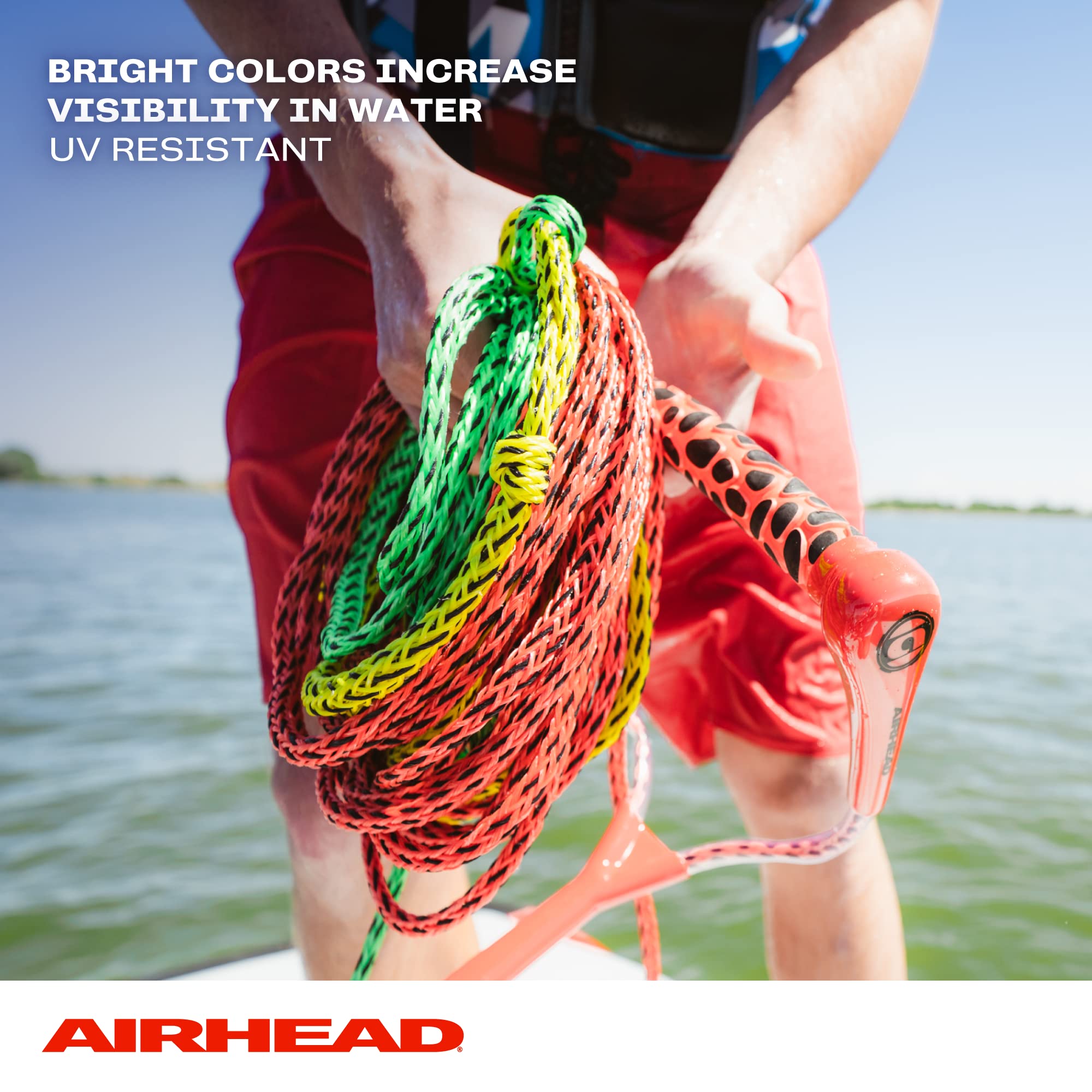 Airhead Water Ski Rope With Radius Handle, 3 Section For Water Skis, Wakeboards And Kneeboards
