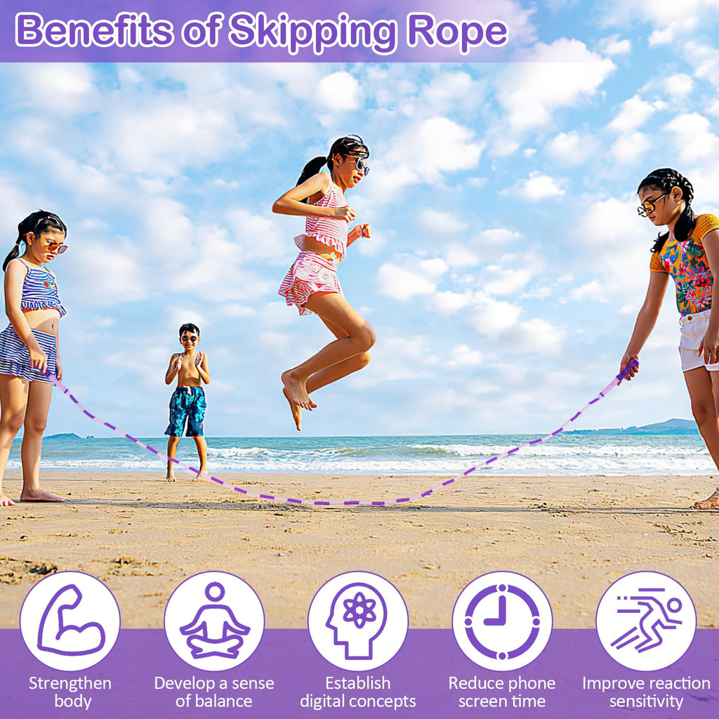 Jump Rope for Kids, Adjustable Jump Ropes for 4 5 6 7 8 10 12, Tangle Free Jumping Rope Age 8-12, Segmented Soft Beaded Skipping