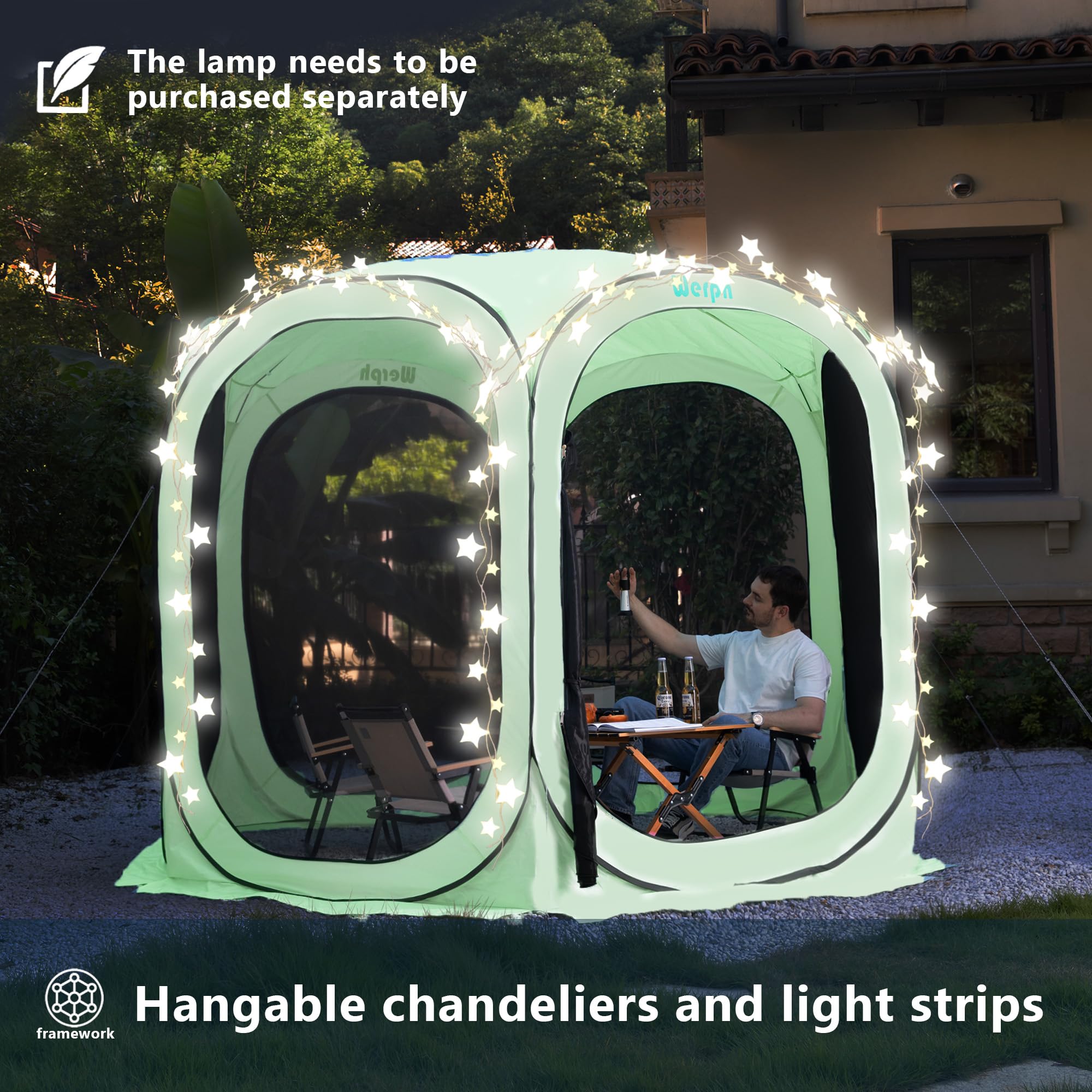 Werph Pop Up Tent,Portable Canopy Tent with Mesh Mosquito Net, Screen House Room Canopy Shade Screen 6 x 6 FT with Carry Bag for