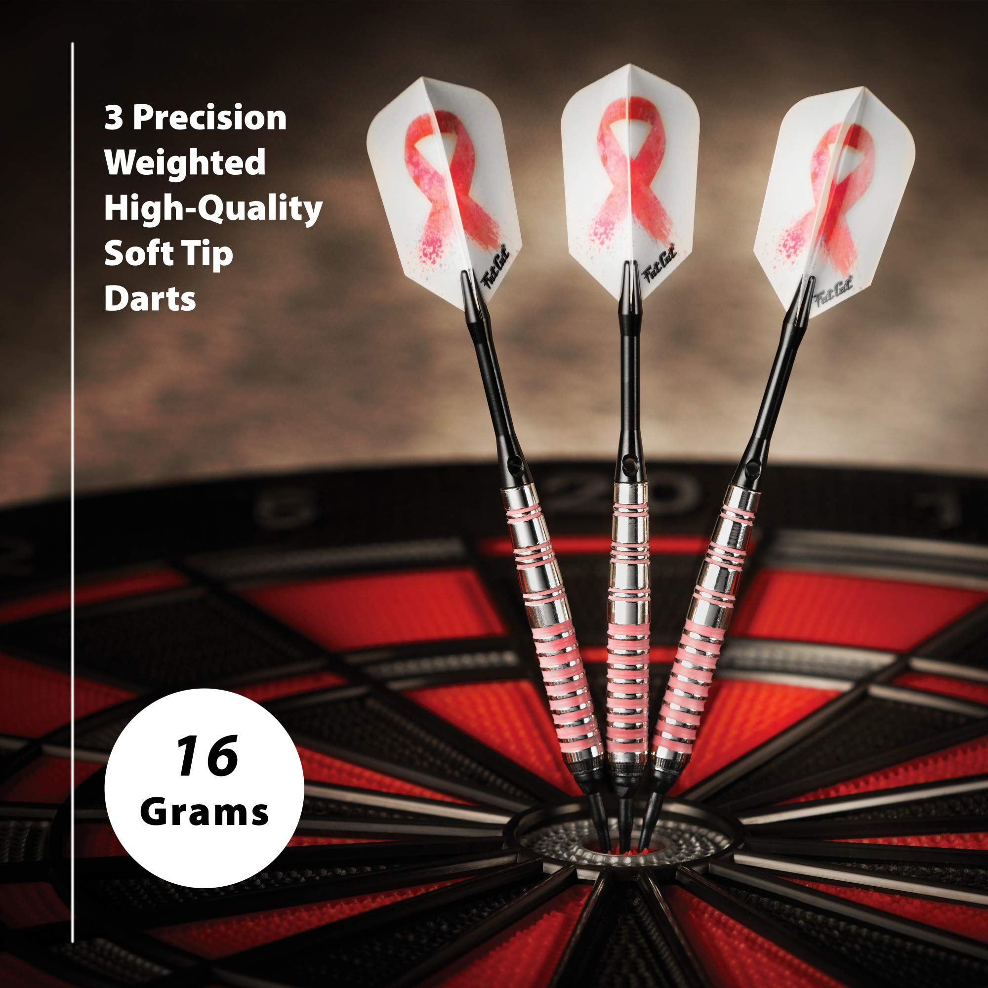 Fat Cat Pink Lady Soft Tip Darts With Storage/Travel Case, 16 Grams