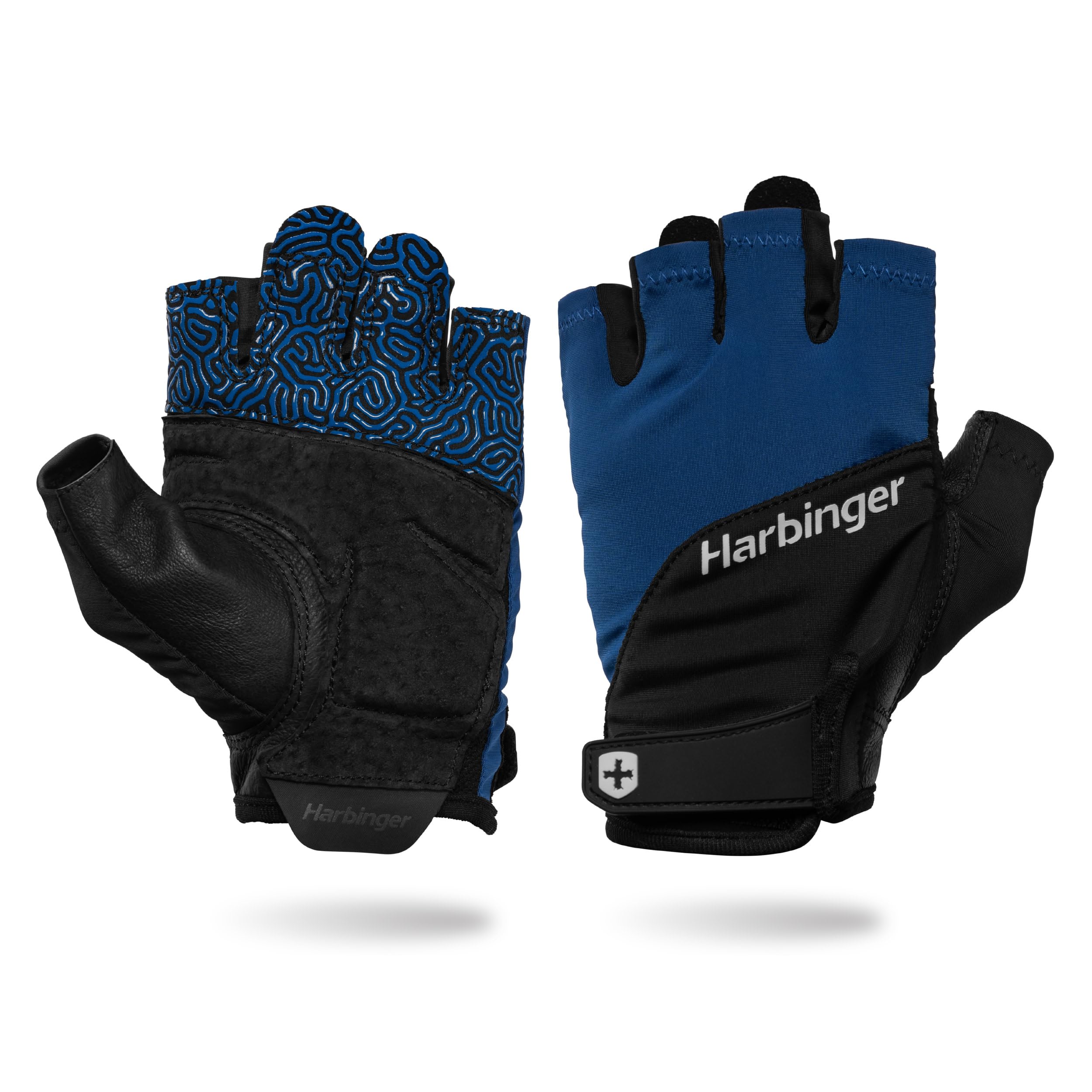 Harbinger Training Grip Gloves 3.0 - Durable, Padded Leather Palm, Enhanced Grip, Breathable 4-Way Stretch Lycra, Adjustable Hoo