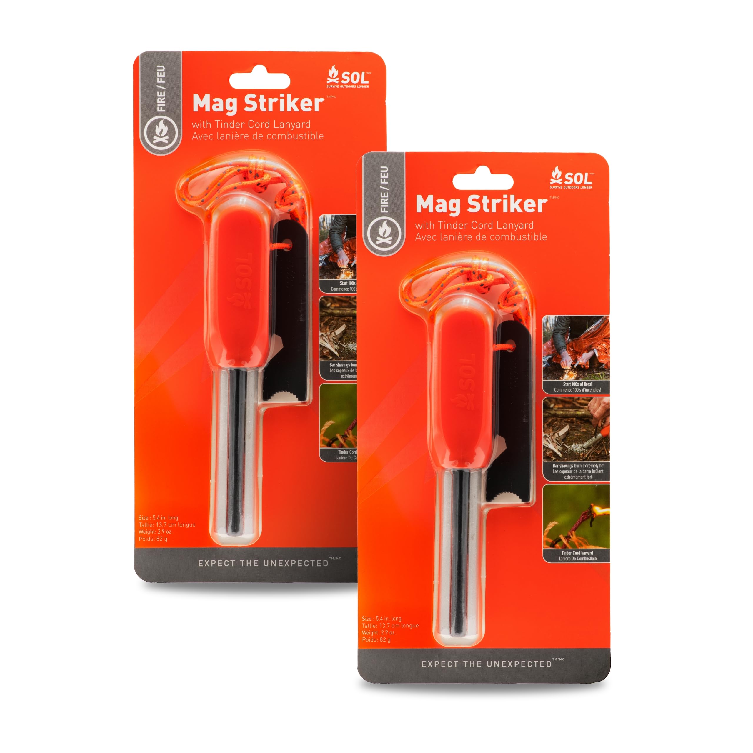 Survive Outdoors Longer Mag Striker With Tinder Cord (Pack Of 2)