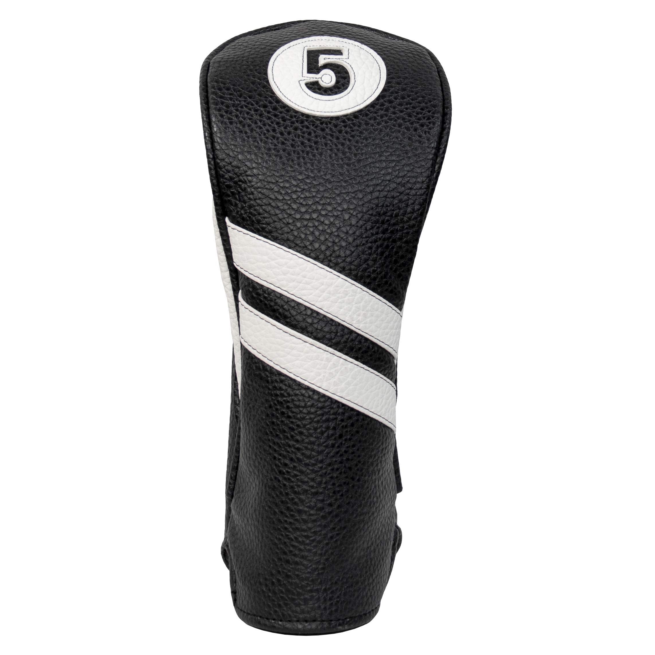 Proactive Sports Vintage Golf Club Head Covers For Fairway Woods| 5 Wood Headcover | Classic Leather Look | Black/White