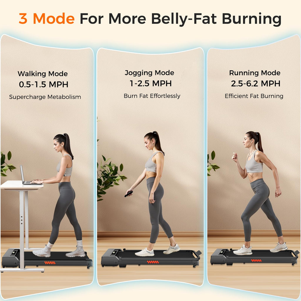Walking Pad Treadmill, 3.0Hp Walking Pad With Handle Bar, Foldable Treadmills For Home Office, Running Machine With Led Display