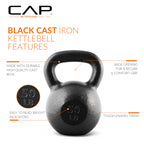 Cap Barbell Black Cast Iron Kettlebell | 50 Pounds