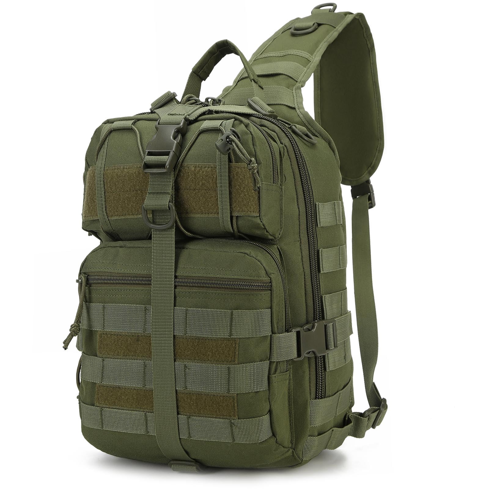 VTACOUTV Tactical Sling Bag Backpackfor Men, Military Rover Shoulder Pack, EDC Molle Assault Range Bag (Green)