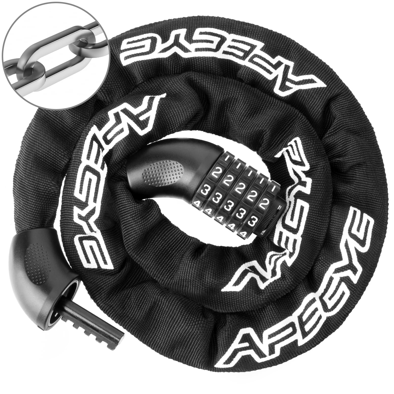 APECYC Bike Locks Heavy Duty Anti Theft, 5 Digit Combination Bike Chain Lock, 4FT Security Bicycle Lock Hardened Steel Square Ch