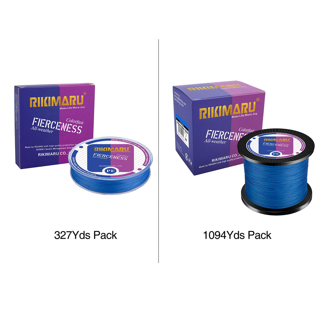 Rikimaru Braided Fishing Line Abrasion Resistant Superline Zero Stretch&Low Memory Extra Thin Diameter Blue 1094Yds,10Lb