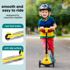 SereneLife 3 Wheel Scooter for Toddlers and Kids - Foldable Kid Scooter with LED Wheels, Adjustable Handlebar, Rear Brake, Anti-