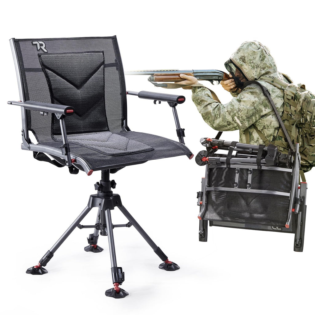 Tr 360 Degree Swivel Hunting Blind Chair,400 Lbs Capacity Silent,4 Legs And Seat Armrests Height Adjustable,Comfortable Padded S