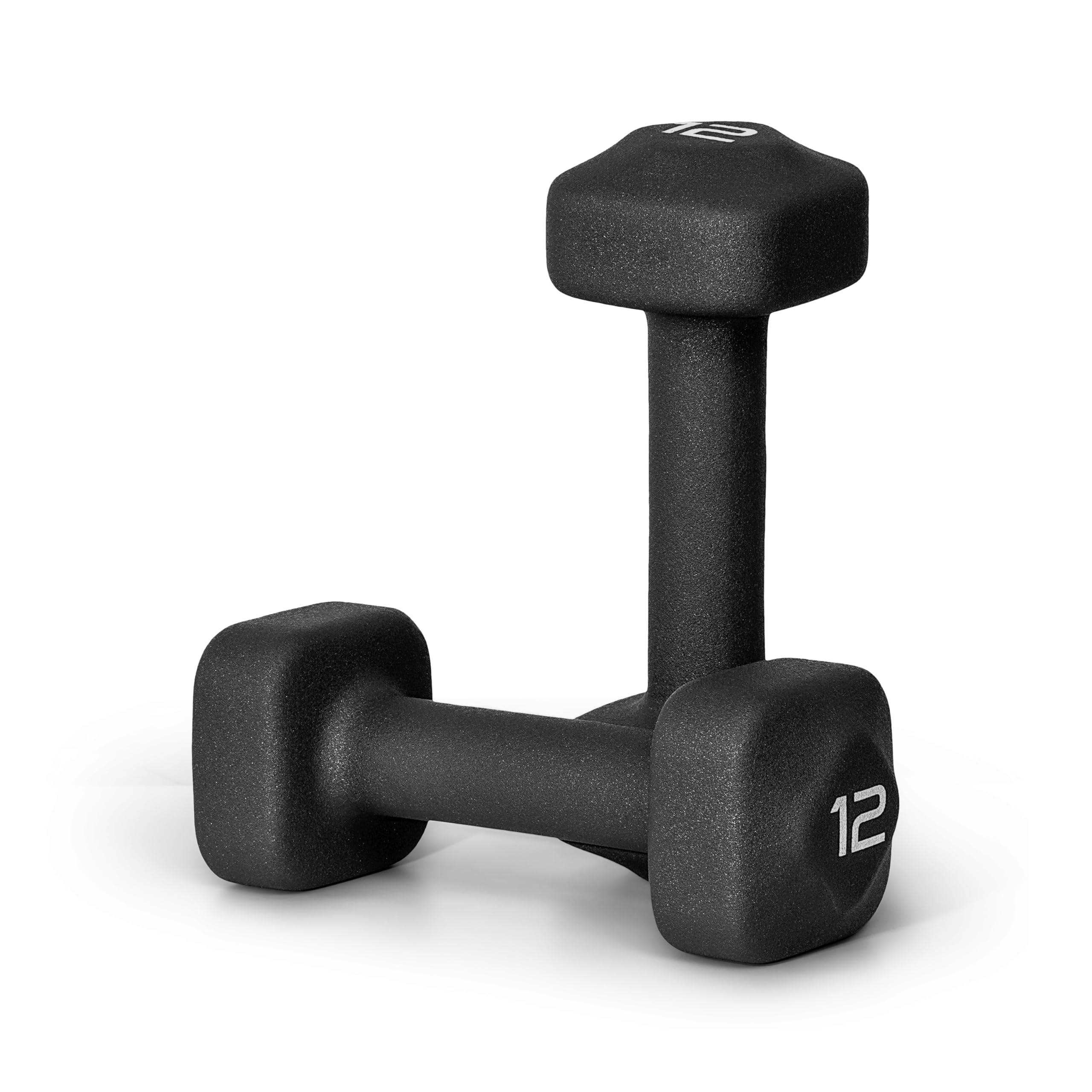 Tone Fitness 12 lb Neoprene Dumbbell Pair for Home Workouts - Non-Slip Design - Black
