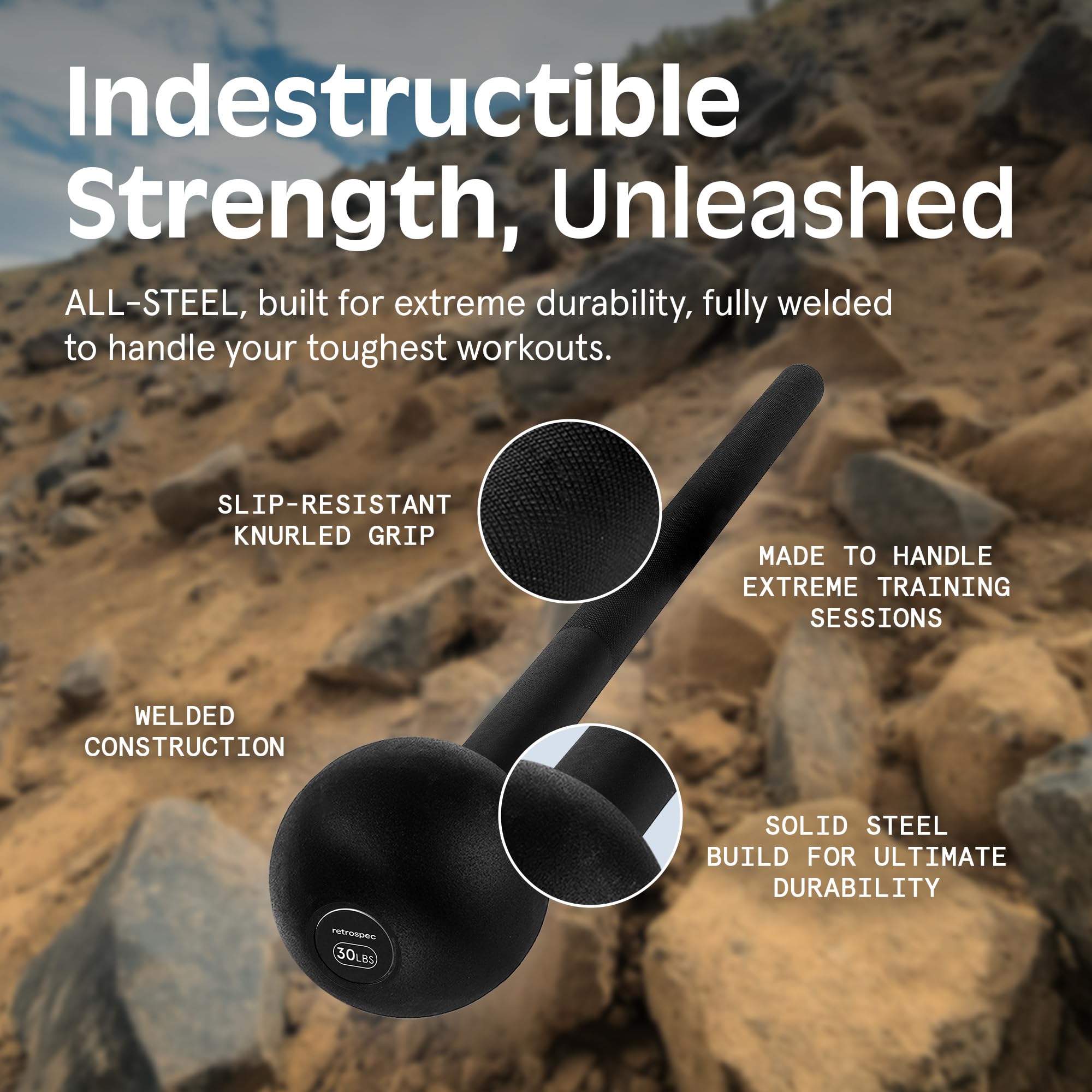 Retrospec Steel Mace Training Equipment - Weighted Fitness Macebell for Strength, Rehabilitation & Rotational Workouts - Durable