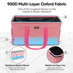 Baleine Extra Large Utility Tote Bag With Wire Frame For Storage (Pink, 1-Pack)