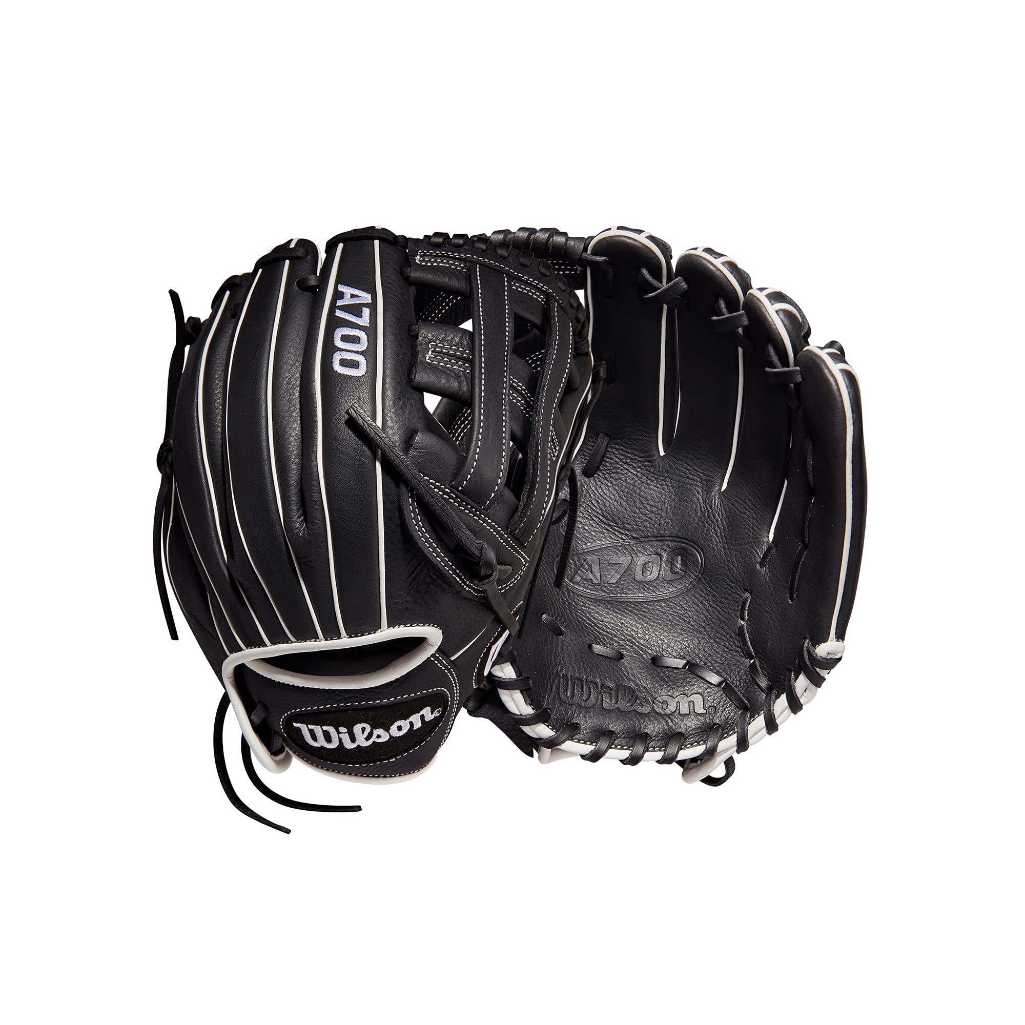 Wilson 2022 A700 12'' Fastpitch Infield Glove - Right Hand Throw, Black/White