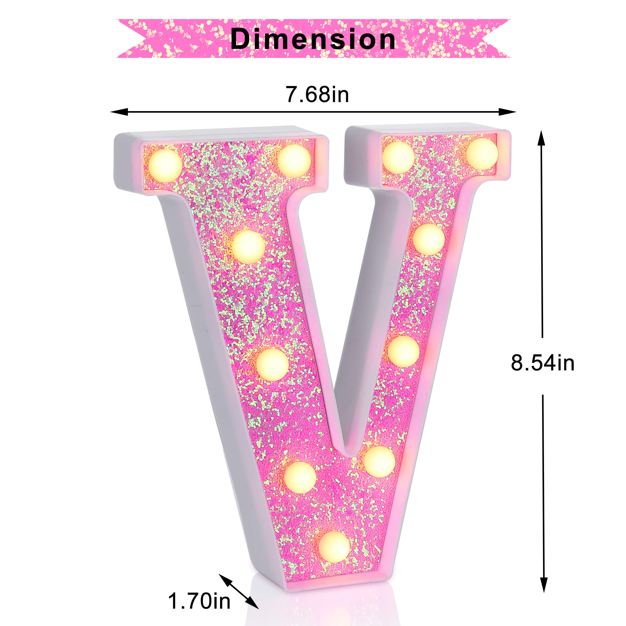 Foaky Led Letter Lights Sign Light Up Pink Letters Glitter Alphabet Letter Sign For Night Light Weddingbirthday Party Battery Po