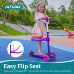 Gotrax KS3 Kids Kick Scooter, LED Lighted Wheels, Adjustable Handlebars and Removable Seat, Lean-to-Steer & Widen Anti-Slip Deck