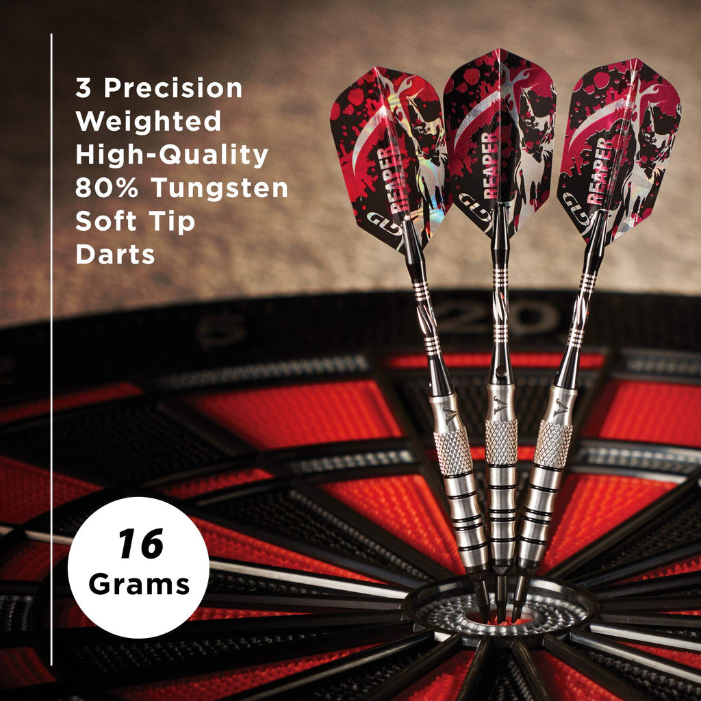 Viper Grim Reaper 80% Tungsten Soft Tip Darts With Storage/Travel Case, Coarse Knurling, 16 Grams