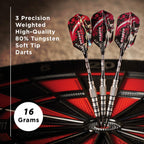 Viper Grim Reaper 80% Tungsten Soft Tip Darts With Storage/Travel Case, Coarse Knurling, 16 Grams