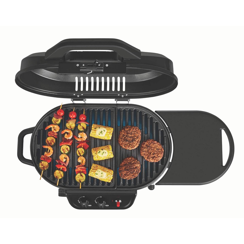 Coleman Roadtrip 225 Portable Stand-Up Propane Grill, Gas Grill With Push-Button Starter, Folding Legs & Wheels, Side Table, & 1