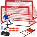 Kids Soccer Goals For Backyard Set, 2 Pack Of 6X4 Ft Portable Pop Up Soccer Nets With Soccer Ball, Agility Ladder, Cones, Comple