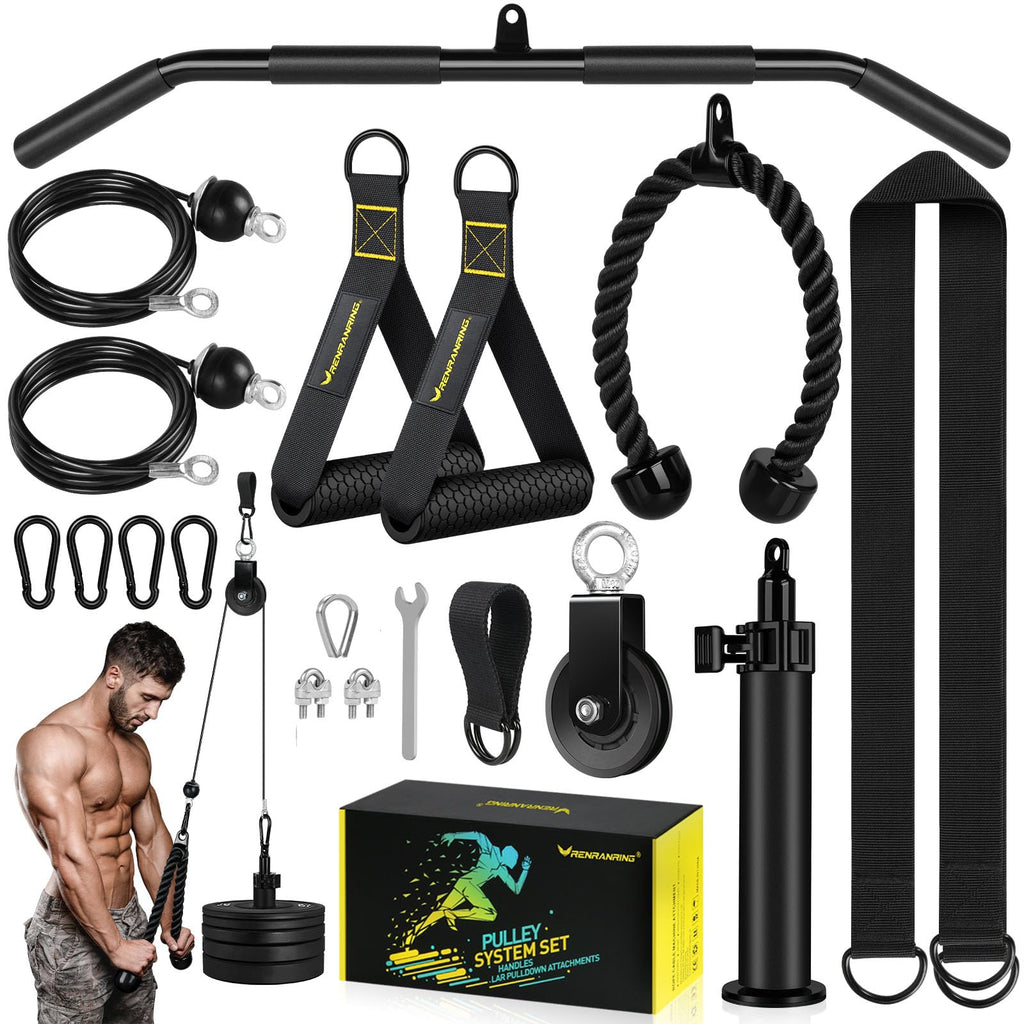 Vavosport Fitness Lat And Lift Pulley System Gym - Upgraded Lat Pull Down Cable Machine Attachments, Loading Pin, Handle And Tri