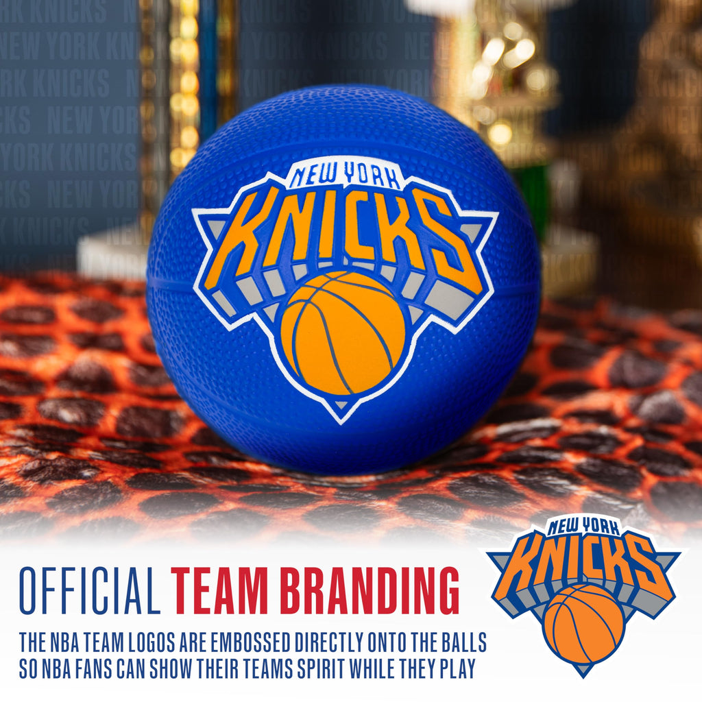Franklin Sports Nba New York Knicks Mini Foam Basketball - Kids 5.5'' Inch Toy Basketball For Over The Door + Mini Indoor Hoops