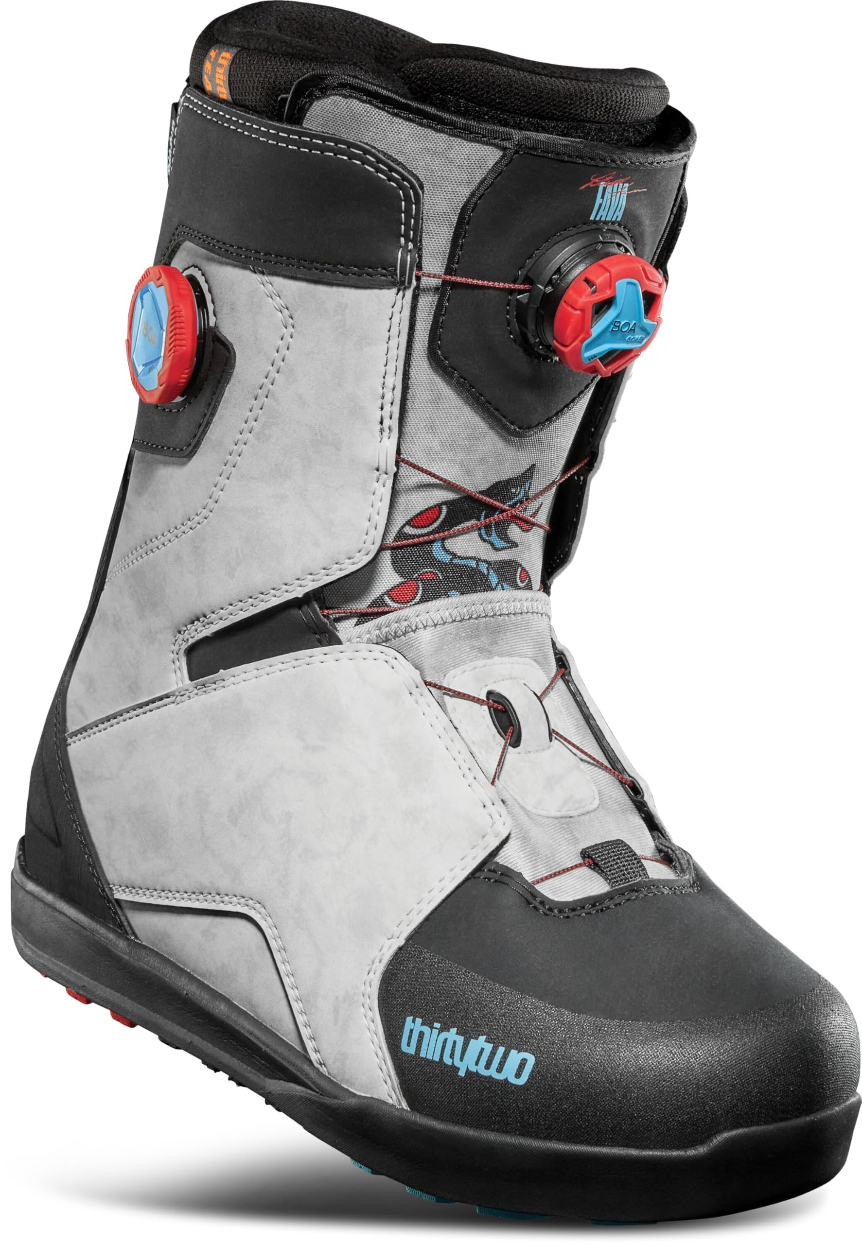ThirtyTwo Lashed Double Boa FAVA Snowboard Boots - Snowboard Boots with Dual-Zone Lacing & Grippy Outsole - Black/Blue - Size 9.