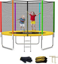 SKOK Colorful Trampoline 8FT Kids Trampolines with Enclosure Net, Trampoline Outdoor for Kids and Adults, with Spring Pad, Jumpi