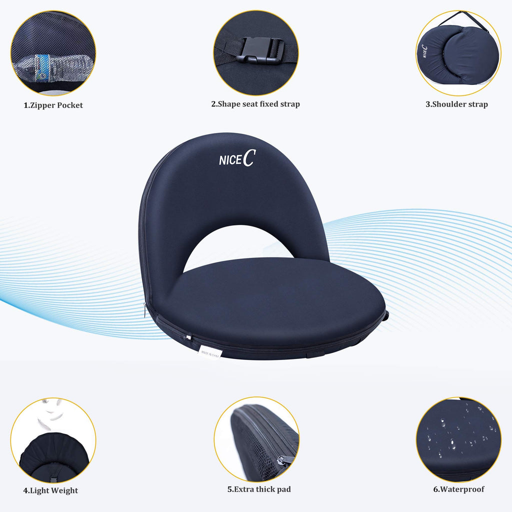 Nice C Stadium Seats, Floor Chairs, Bleacher Chairs, 10-Posisition Reclining Waterproof Cushion, Ultralight, Foldable, Extra Thi