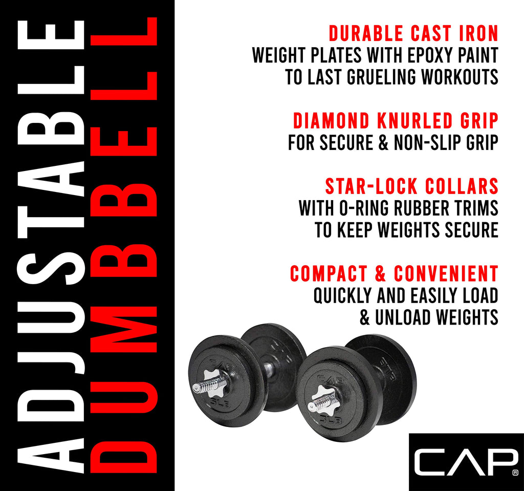Cap Barbell 30-Pound Adjustable Dumbbell Weight (Pair)