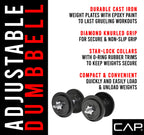 Cap Barbell 30-Pound Adjustable Dumbbell Weight (Pair)