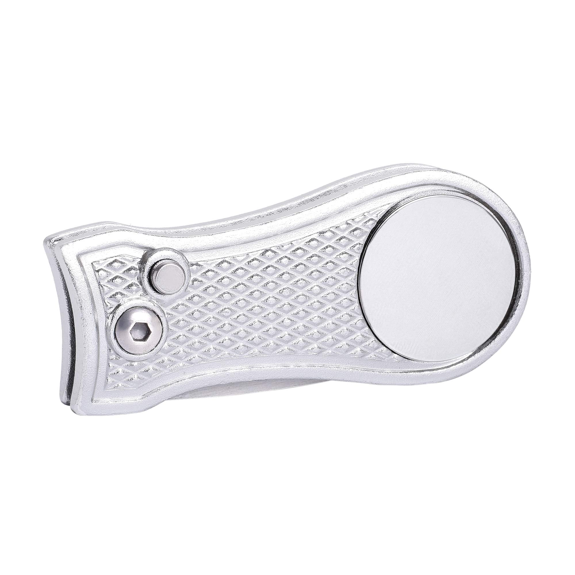 Mile High Life All Metal Foldable Golf Divot Tool With Pop-Up Button & Magnetic Ball Marker (Silver Bone)