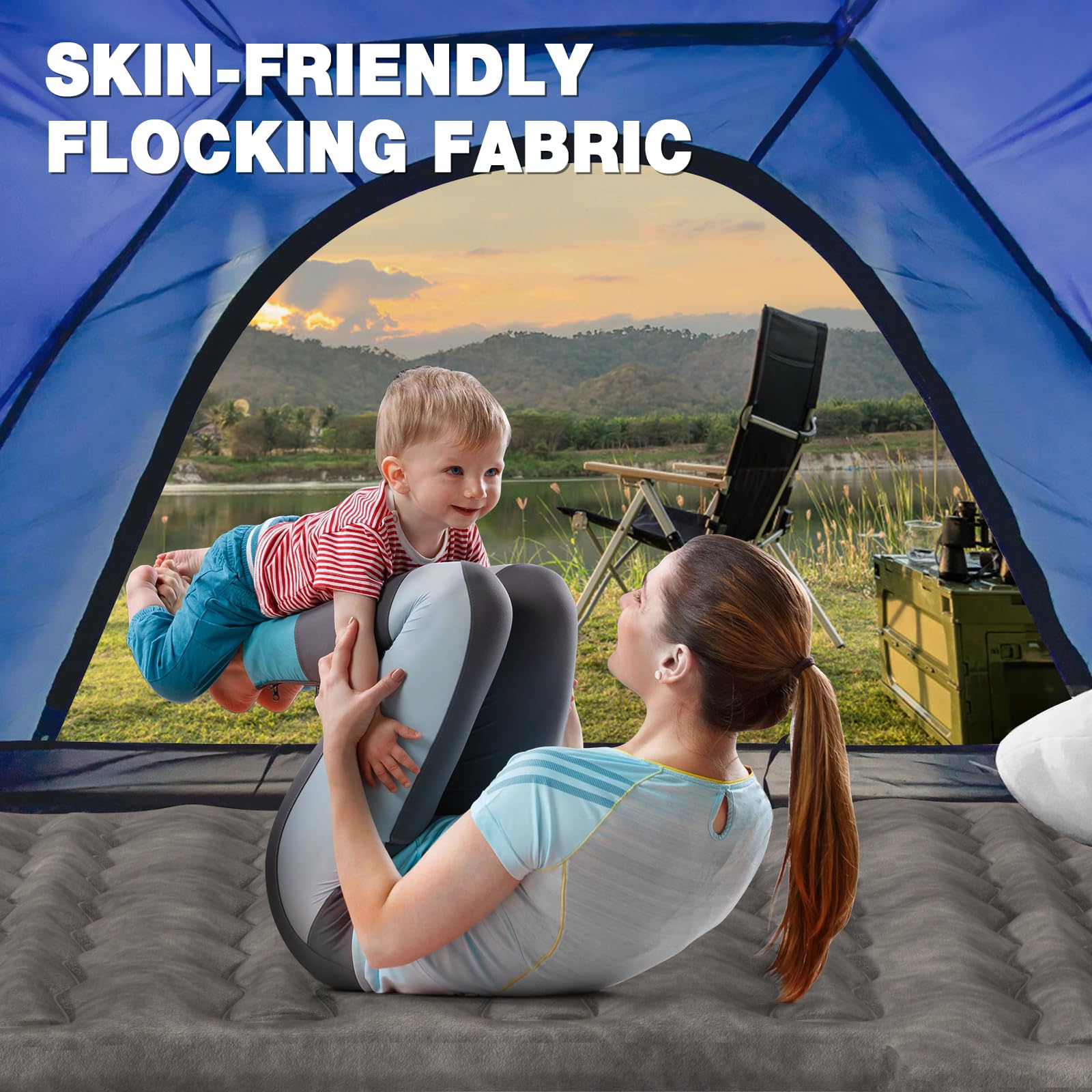 Uncle Elk Truck Bed Mattress 5.5-5.8Ft: Inflatable Air Mattress For Camping Short Truck Bed 2 Person, Air Pump 2 Pillows, Carry