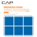 Cap Barbell 1/2-Inch Interlocking Eva Foam Exercise Puzzle Mats - 1 Pack | 24'' X 24'' X 1/2'' | T Pattern - Blue