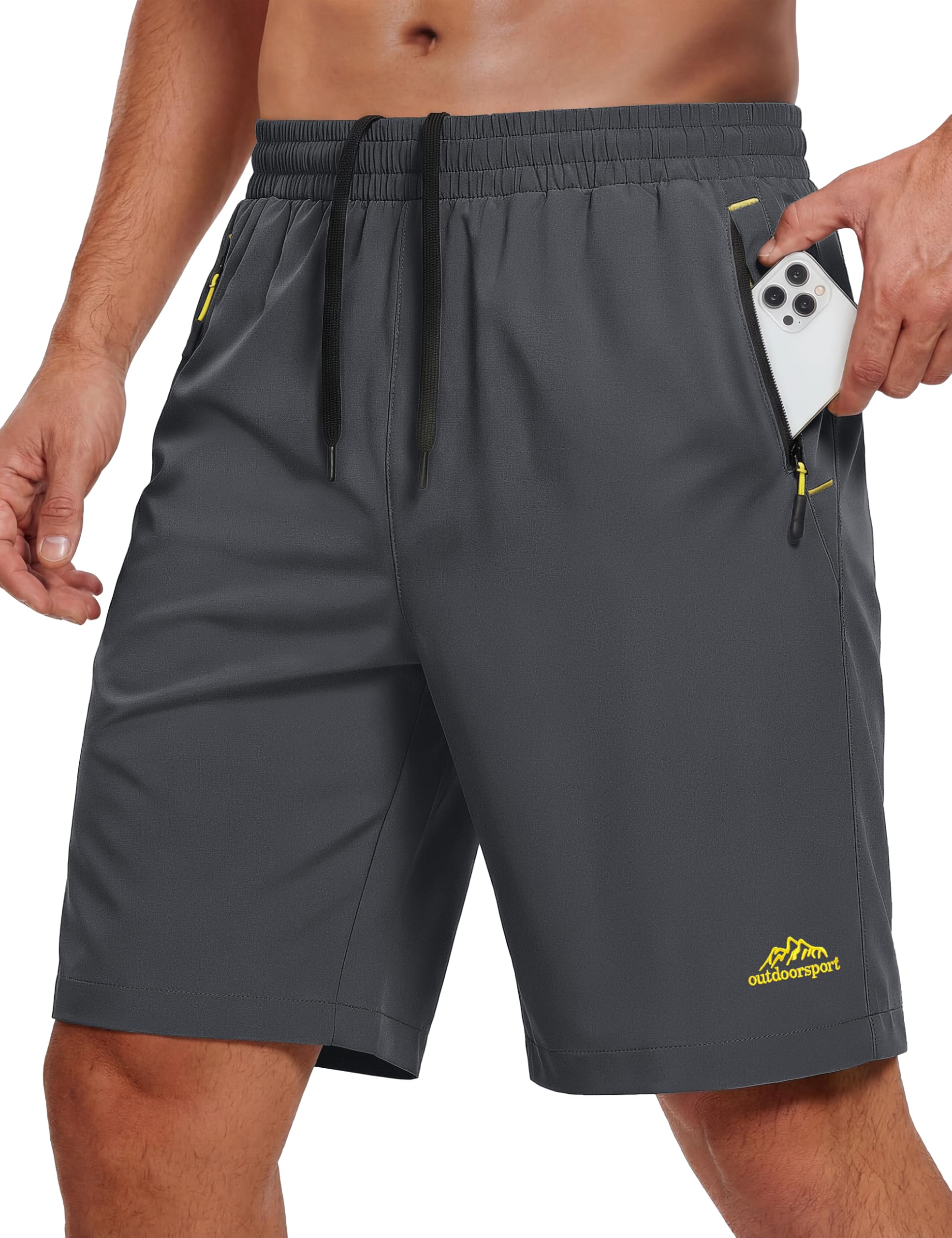 MAGCOMSEN Gym Shorts for Men 9 Lightweight Quick Dry Athletic Casual Work Mens Dark Grey Workout Shorts with 3 Pockets
