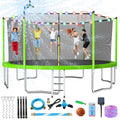 Lyromix Upgraded 14FT Trampoline for Kids, Large Outdoor Trampoline with Stakes, Light, Sprinkler, Basketball Hoop and Net, Capa